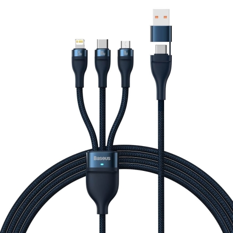 Baseus Flash Series II Kabel USB Typ C / USB Typ A - USB Typ C / Lightning / micro USB 100 W 1.2 m blau (CASS030103)