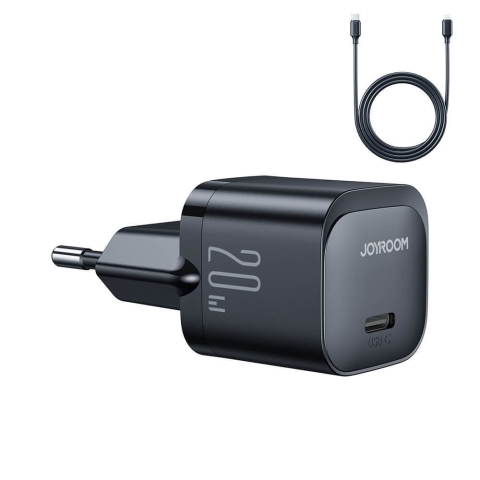 Mini USB C 20W PD Ladegerät mit USB C - Lightning Kabel Joyroom JR-TCF02 - schwarz