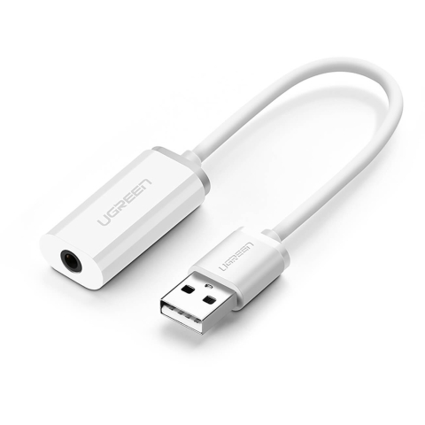 Ugreen US206 30712 USB-A (Stecker) / Miniklinke 3,5 mm (Buchse) Adapter - weiß