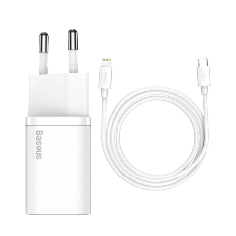 Baseus Super Si 1C USB Typ C 20W Power Delivery Schnellladegerät + USB Typ C - Lightning Kabel 1m weiß (TZCCSUP-B02)