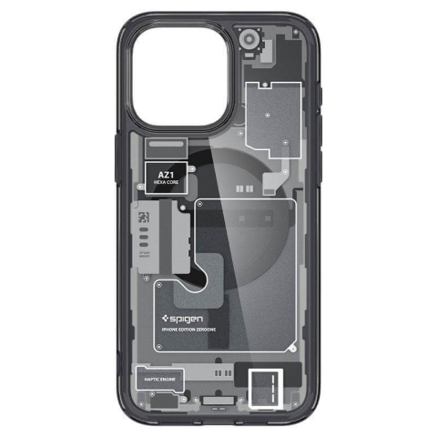 Spigen Ultra Hybrid Mag Hülle mit MagSafe für iPhone 15 Pro - dunkelgrau (Zero One Design)