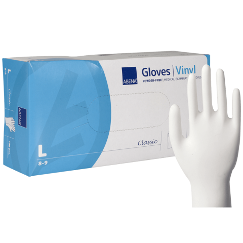 Abena, Vinyl-Handschuhe, unsteril, puderfrei, Größe L, 100 Stück