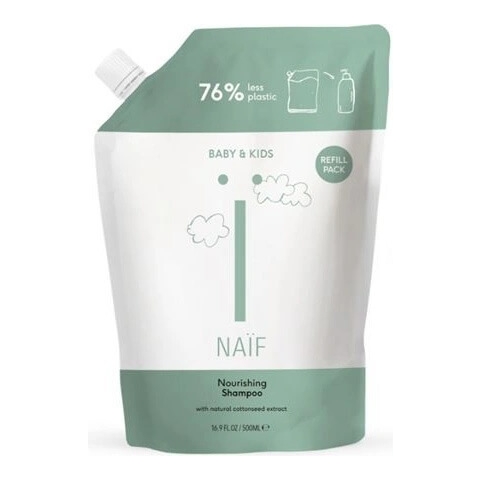 NAÏF Pflegendes Shampoo für Kinder und Kleinkinder Nachfüllpackung 1×500 ml, Pflegendes Shampoo für Kinder