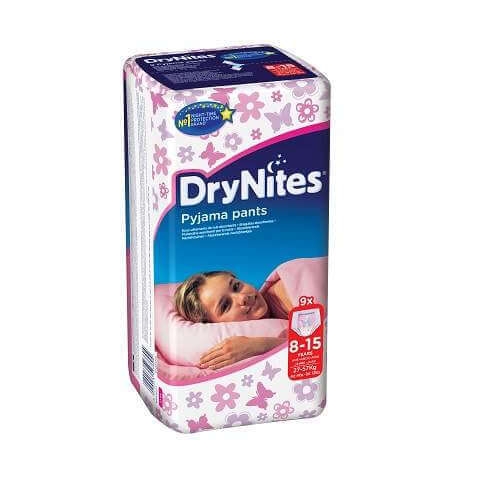 DryNites Mädchen Windeln, 8-15 Jahre, 27-57 kg, 9 Stück, Huggies