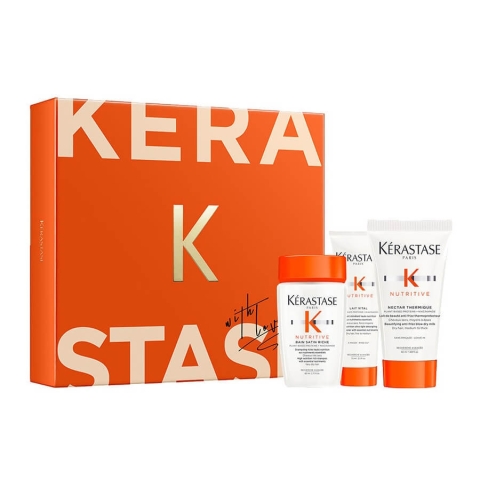Kerastase Nutritive Set nährendes Haarshampoo, 80 ml + nährende Haarmilch, 75 ml + Thermalnektar für das Haar, 50 ml