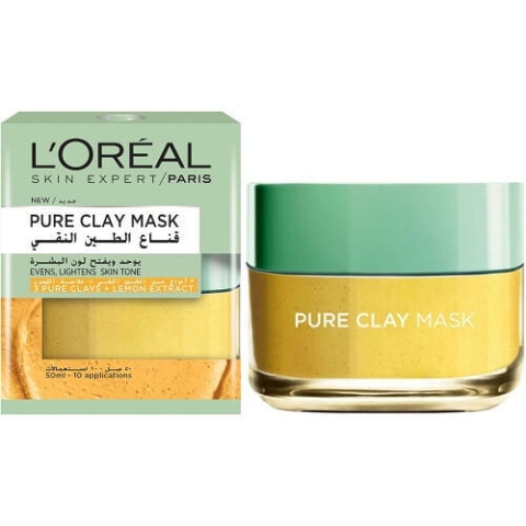 Gesichtsmaske, Loreal, Reine Tonerde, Zitronenextrakt, 50 ml
