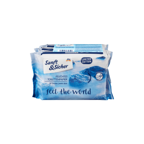 Sanft&Sicher Feel the World Feucht-Toilettenpapier, 150 Stück