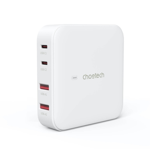 GaN Choetech PD8008 100W 2x USB-A / 2x USB-C Schnellladegerät - weiß