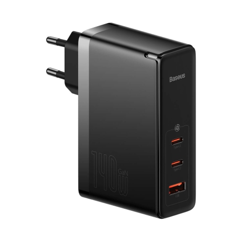Baseus GaN5 Pro Schnellladegerät 2xUSB-C+USB 140W EU schwarz (CCGP100201)