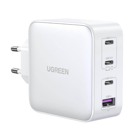 GaN 3xUSB C / USB 100W Schnellladegerät PPS Ugreen CD226 - weiß