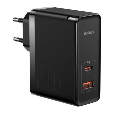 Baseus GaN5 Pro schnelles Universal-Ladegerät GaN USB Typ C / USB 100W PD3.0, QC4.0+, AFC schwarz (CCGP090201)