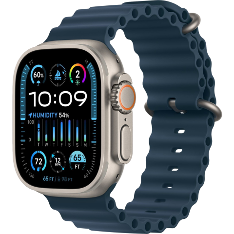 Watch Ultra 2 LTE Silber Titan 49mm Ocean Armband Blau MREG3