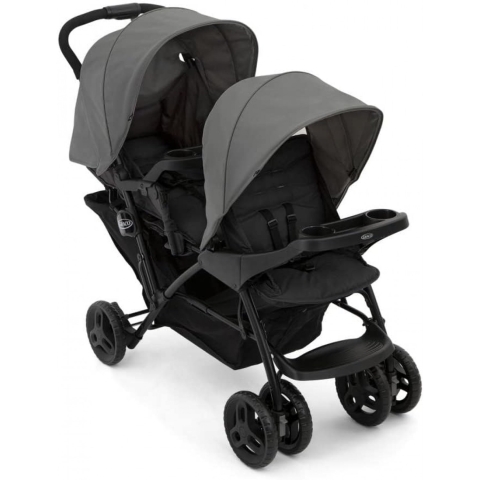 Graco Geschwisterwagen Stadium Duo mit 2x Snacktabletts & Rücksitz mit Liegeposition - Titanium