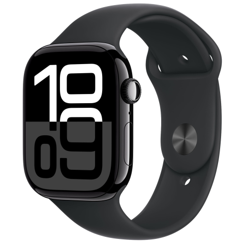 Watch 10 LTE Schwarz Alu 46 Sportarmband Schwarz M/L MWY43