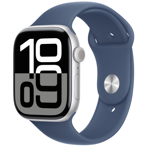 Watch 10 LTE Silber Alu 46mm Sportarmband Denim M/L MWY13
