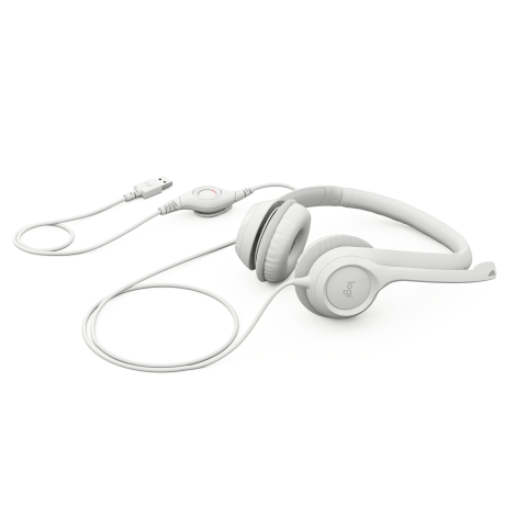 H390 USB Computer Headset Mit verbesserter digitaler Klangübertragung und integrierten Bedienelementen - Grauweiß