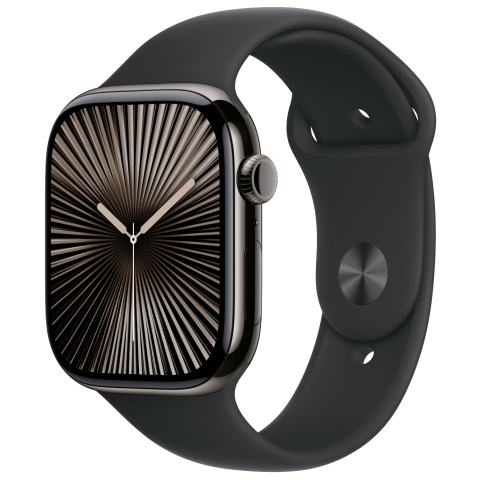 Watch 10 LTE Schiefer Titan 46 Sportband Schwarz M/L MWYE3
