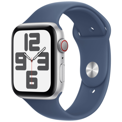 Watch SE LTE silber Alu 44 Sportarmband Sturmblau M/L MXGQ3