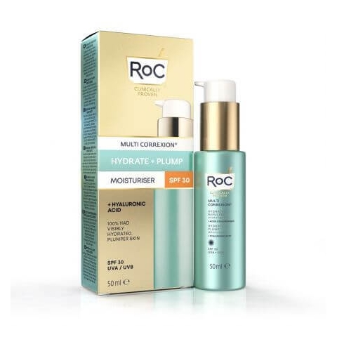 Multi Correxion Hydrate + Plump Feuchtigkeitsspendende Gesichtscreme mit Sonnenschutz SPF 30, 50 ml, Roc
