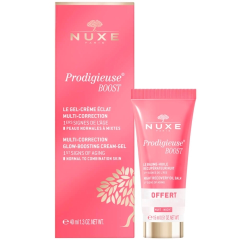 Set Multikorrigierende Gel-Creme für normale bis Mischhaut, 40 ml + Regenerierender Nachtbalsam, 15 ml Prodigieuse Boost, Nuxe