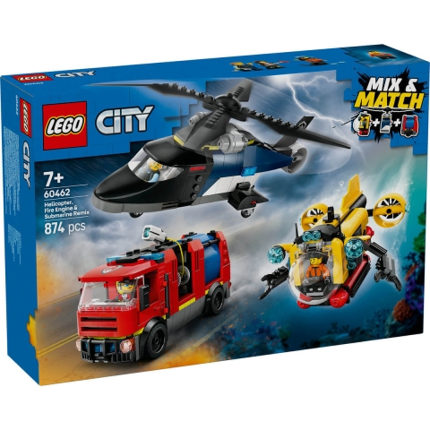 Remixed Hubschrauber, Feuerwehrauto und U-Boot, 60462, + 7 Jahre, Lego