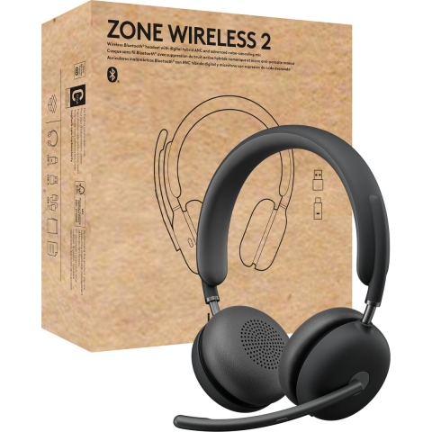 Grafit Zone Wireless 2 (Teams-Version, mit Empfänger) KI-gestütztes Headset für geräuschfreie Gespräche in beide Richtungen. - Teams-Version mit Empfänger