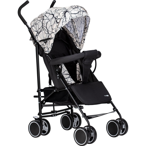 FreeON Simple Kinderwagen mit schwarzen und weißen Felgen