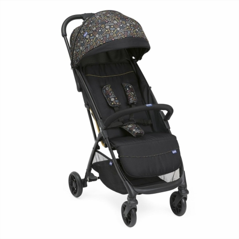 Passeggino Leggero Chicco Glee Playful Black Portata 22 kg Chiusura Automatica + Parapioggia