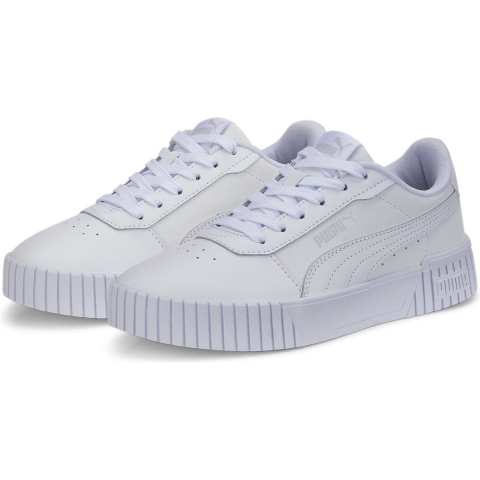 Puma Carina 2.0 Sneakers Teenager Schuhe Für Damen Für Kinder | Mit Plain | White/Silver | Größe: 35.5