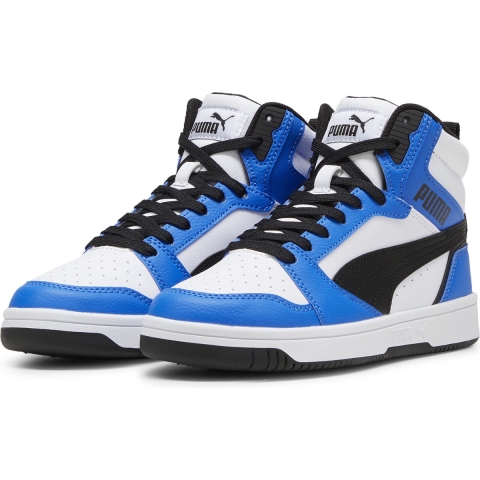 Puma Rebound V6 Mid Sneakers Teenager Schuhe Für Für Kinder | White/Black/Racing Blue | Größe: 37.5