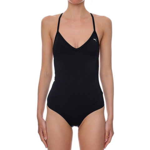 Licence Puma Swim Crossback Badeanzug Damen mit V-Ausschnitt | Black | Größe: M