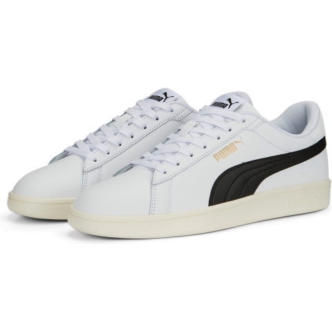 Puma Smash 3.0 L Sneakers Schuhe | Mit Plain | White/Black/Gold | Größe: 45