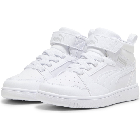 Puma Rebound V6 Mid Sneakers Kinder Schuhe | White/Cool Light Gray | Größe: 30