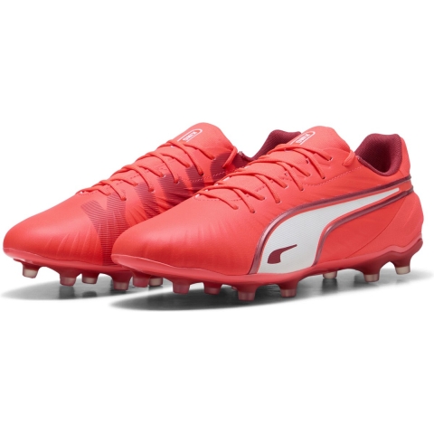 Puma KING MATCH FG/AG Fußballschuhe | Glowing Red/White/Red Fire | Größe: 41
