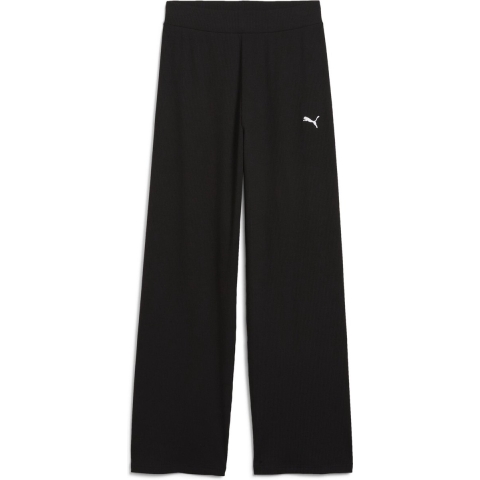 Puma ESS ELEVATED Gerippte Straight Fit Hose mit hohem Bund Damen | Mit Plain | Black | Größe: XL