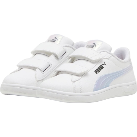 Puma Smash 3.0 Holo 2.0 Sneakers Kinder Schuhe | Mit Plain | White/Mauve Mist/Silver | Größe: 28