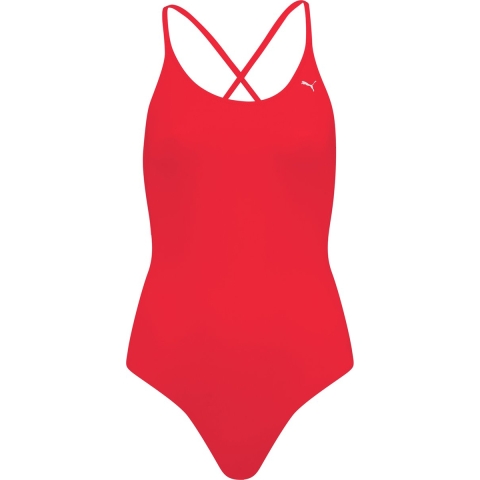 Licence Puma Swim Crossback Badeanzug Damen mit V-Ausschnitt | Red | Größe: M