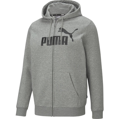 Puma Essentials Big Logo Hoodie mit durchgehendem Reißverschluss Herren | Mit Logo Print | Medium Gray Heather | Größe: S