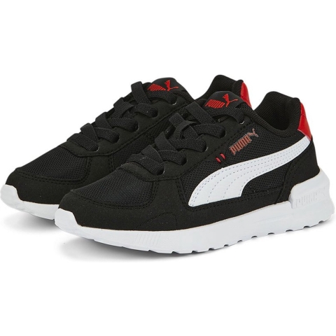Puma Graviton AC Kinder Sneaker Schuhe | Mit Plain | Black/White/Red | Größe: 28