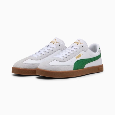 Puma Club II Era Sneakers Unisex Schuhe | Mit Plain | White/Archive Green/Gum | Größe: 47