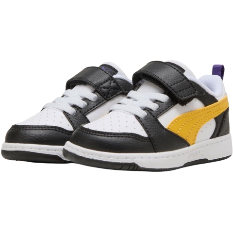 Puma Rebound V6 Lo Sneakers Babys Schuhe | Mit Colorful | Black/Yellow Sizzle/White | Größe: 22