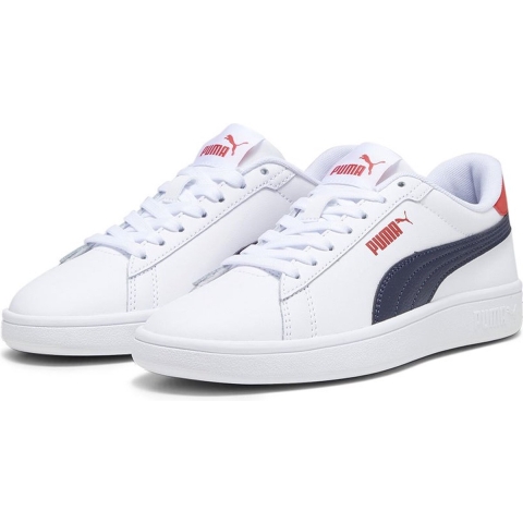 Puma Smash 3.0 Leather Sneakers Teenager Schuhe Für Für Kinder | White/Navy/Red | Größe: 38