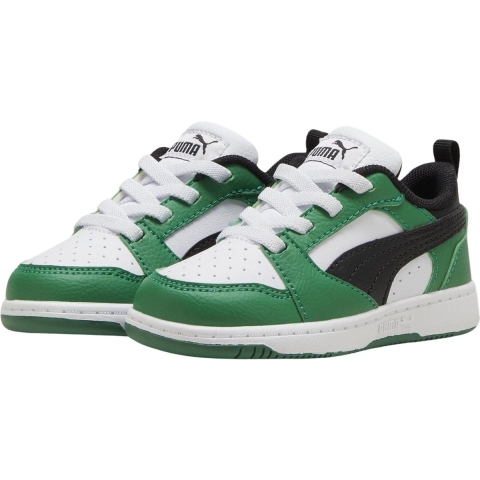 Puma Rebound V6 Lo Sneakers Kleinkinder Schuhe | White/Black/Archive Green | Größe: 22