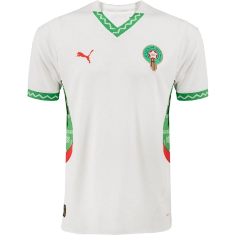 Puma Marokko 2025 Auswärtstrikot Herren | Mit Color Blocking | White/Fast Green/Red | Größe: XL
