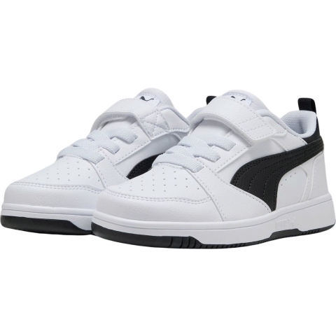 Puma Rebound V6 Lo Sneakers Kinder Schuhe | White/Black/Black | Größe: 34