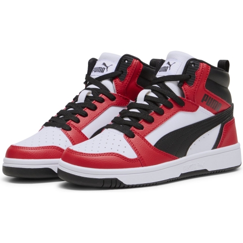 Puma Rebound V6 Mid Sneakers Teenager Schuhe Für Für Kinder | White/Black/Red | Größe: 37