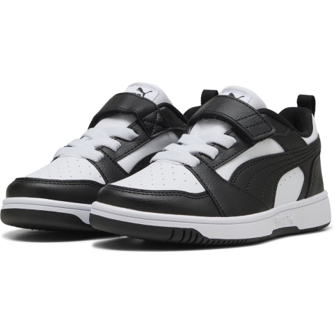 Puma Rebound V6 Lo Sneakers Kinder Schuhe | White/Black | Größe: 34.5