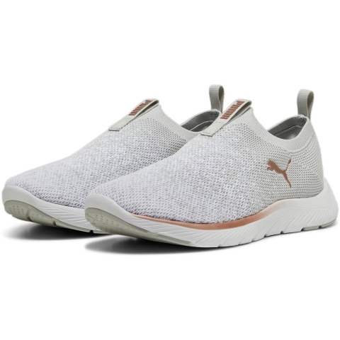 Puma Softride Premier Slip-On Strick-Laufschuhe Damen | Ash Gray/White/Rose Gold | Größe: 42