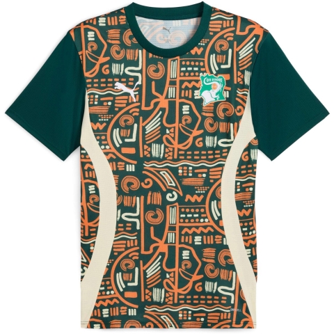 Puma Elfenbeinküste 2025 Pre-match Trikot Herren | Mit Print | Dark Myrtle/Rickie Orange | Größe: L