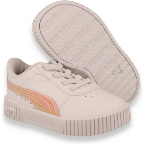 Puma Carina 2.0 Holo Sneakers mit alternativem Verschluss Kleinkinder Schuhe Für Damen | Mit Plain | White/Silver | Größe: 22